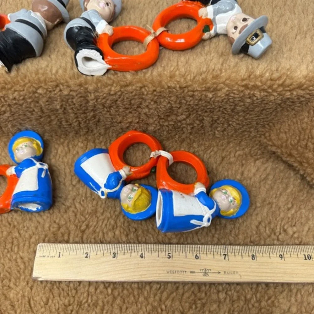 Lot‎ of 8 Duncan Enterprises Ceramic Pilgrim Napkin Ring Holders Thanksgiving